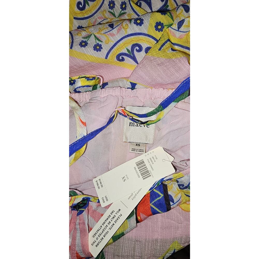 New Anthropologie Maeve Printed Halter Swing Mini Dress $148 X-SMALL Pink - Picture 5 of 5